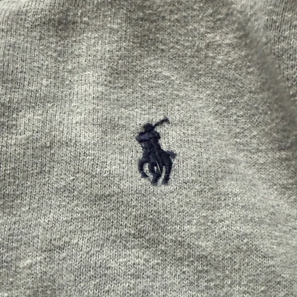 Polo by Ralph Lauren Kids (girls) Light Gray Hoodie with Navy and Pink Accents - Picture 4 of 5